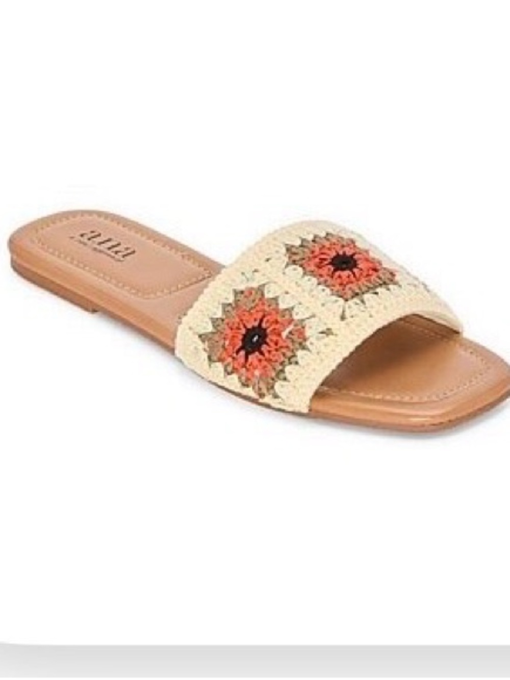 jcpenney Beige Crochet Slide Sandal with Orange Floral Accents